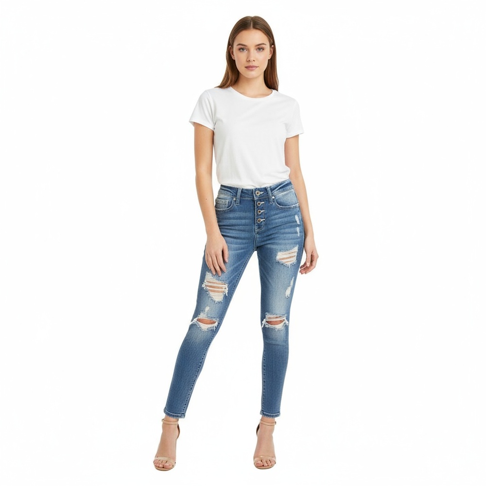 HYDRAULIC Sophie Womens Blue Distressed Mid Rise Ankle Skinny Jeans‎ Size 3